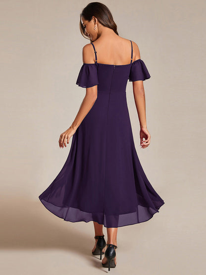 ever JORDANE|Spaghetti Strap Cold Shoulder Chiffon A-Line Midi Bridesmaid Dress