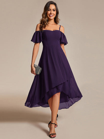 ever JORDANE|Spaghetti Strap Cold Shoulder Chiffon A-Line Midi Bridesmaid Dress