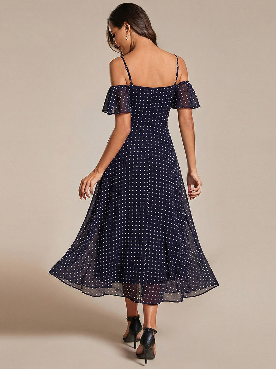 ever JORDANE|Spaghetti Strap Cold Shoulder Chiffon A-Line Midi Bridesmaid Dress