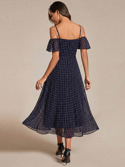 ever JORDANE|Spaghetti Strap Cold Shoulder Chiffon A-Line Midi Wedding Guest Dress
