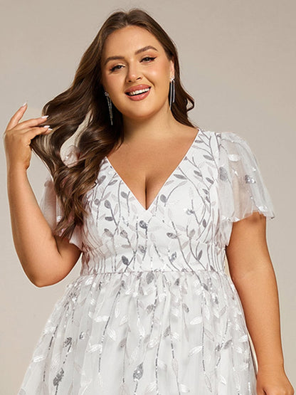 ever SIMONE|Leaf Sequin Midi Formal Evening Party Dress