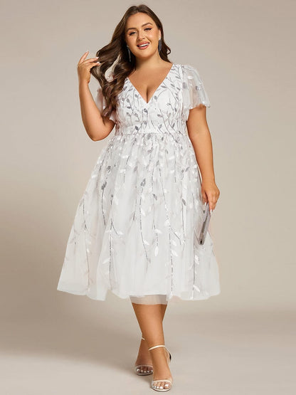 ever SIMONE|Leaf Sequin Midi Formal Evening Party Dress