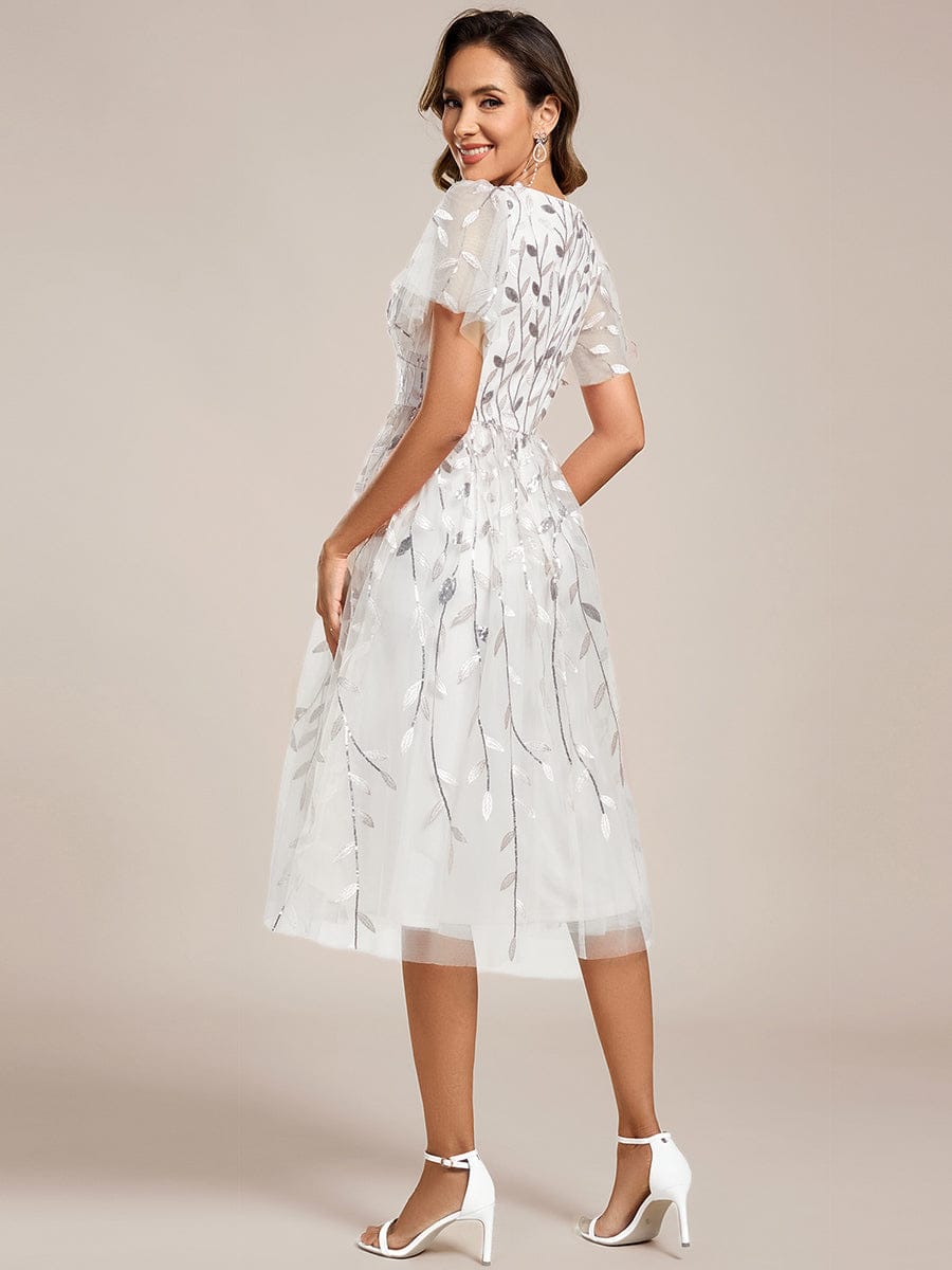 ever SIMONE|Leaf Sequin Midi Formal Evening Party Dress