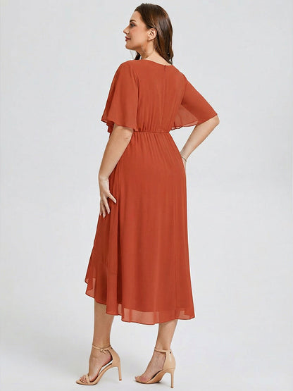 pretty FLORENCIA|Plus Size Midi Printed Mermaid Chiffon Dress