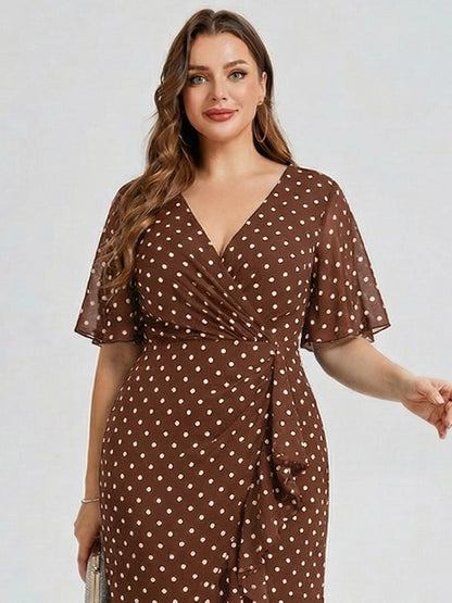 pretty FLORENCIA|Plus Size Printed Bodycon V-Neck Midi Dress