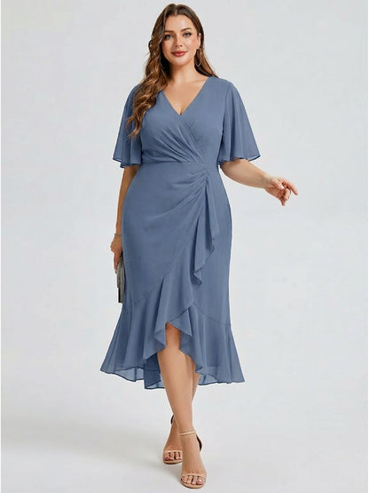 pretty FLORENCIA|Plus Size Midi Printed Mermaid Chiffon Dress