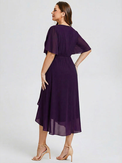 pretty FLORENCIA|Plus Size Midi Printed Mermaid Chiffon Dress