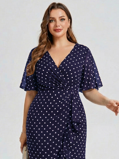 pretty FLORENCIA|Plus Size Midi Printed Mermaid Chiffon Dress