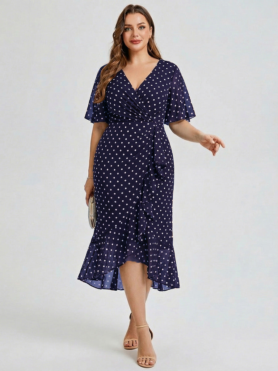 pretty FLORENCIA|Plus Size Midi Printed Mermaid Chiffon Dress