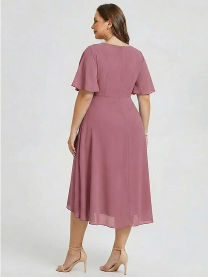 pretty FLORENCIA|Plus Size Printed Bodycon V-Neck Midi Dress