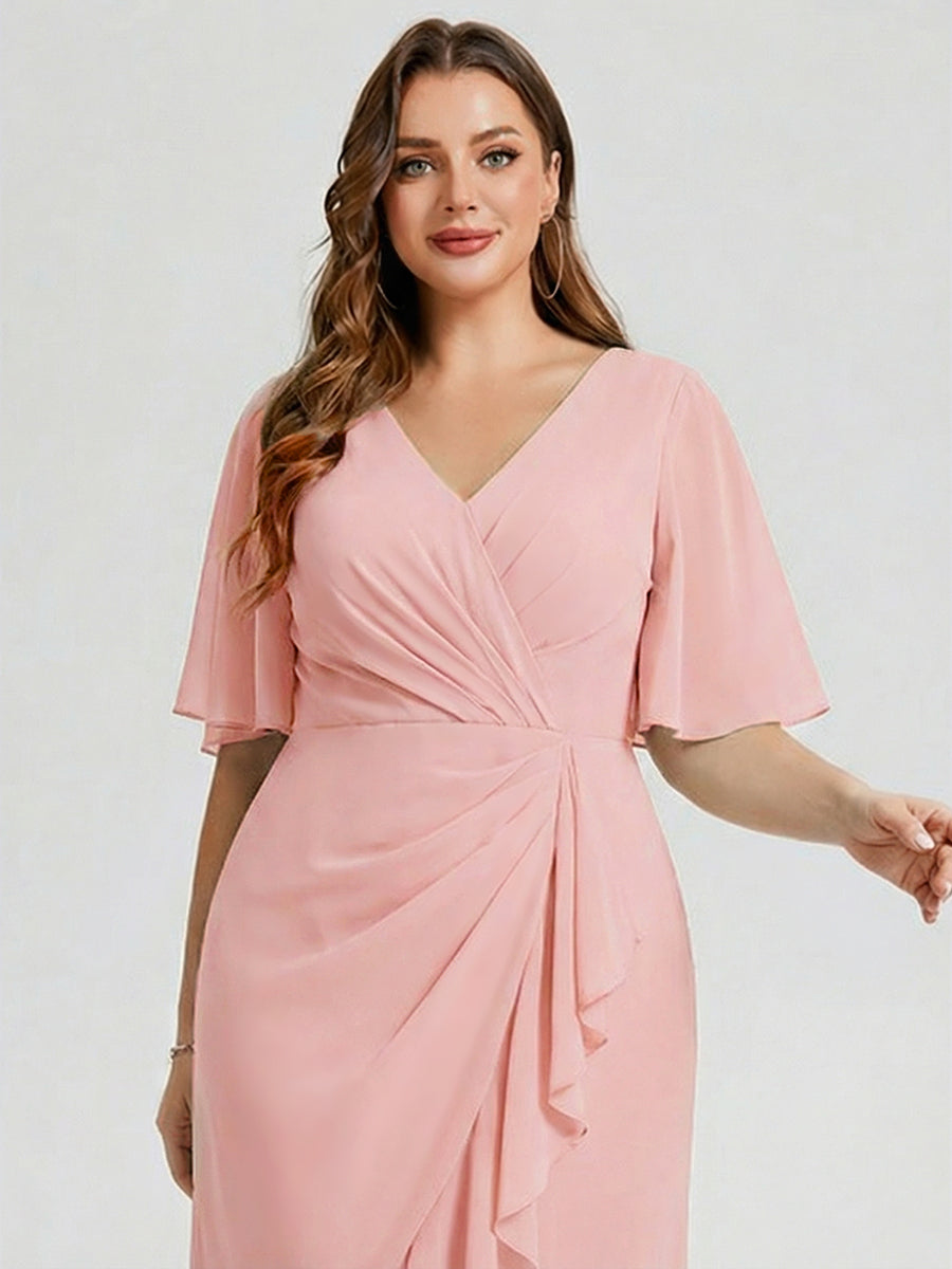 pretty FLORENCIA|Plus Size Midi Printed Mermaid Chiffon Dress