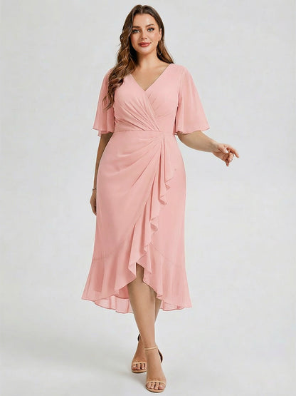 pretty FLORENCIA|Plus Size Midi Printed Mermaid Chiffon Dress