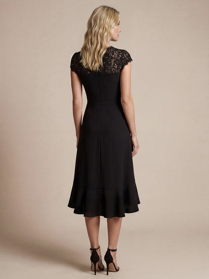 Lace Cap Sleeve Mermaid Wedding Guest Dress