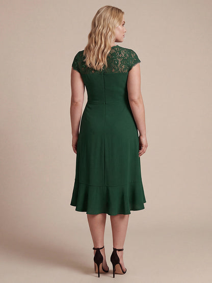 Lace Cap Sleeve Mermaid Wedding Guest Dress