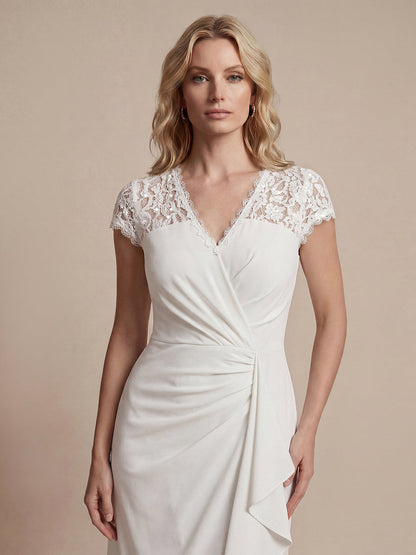 Lace Cap Sleeve Mermaid Wedding Guest Dress