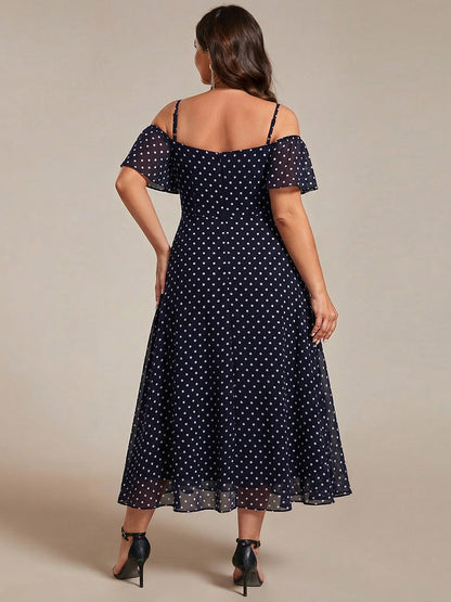 ever JORDANE|Spaghetti Strap Cold Shoulder Chiffon A-Line Midi Bridesmaid Dress