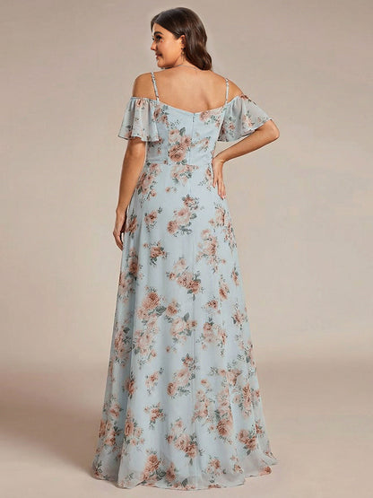 ever REYA|Stylish Cold Shoulder Flare Sleeves Flowy Bridesmaid Dress