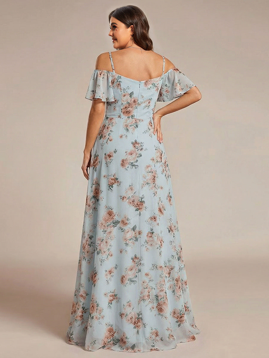 ever REYA|Cold Shoulder High Slit Chiffon Wedding Guest Dress