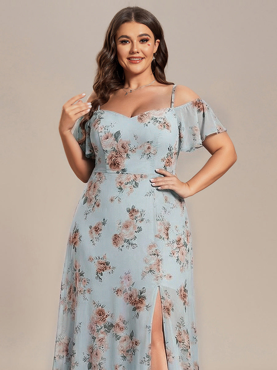 ever REYA|Cold Shoulder High Slit Chiffon Wedding Guest Dress