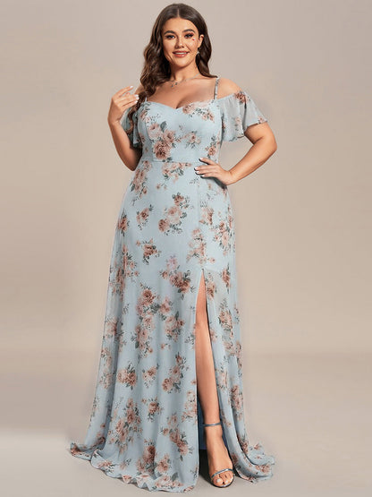 ever REYA|Stylish Cold Shoulder Flare Sleeves Flowy Bridesmaid Dress
