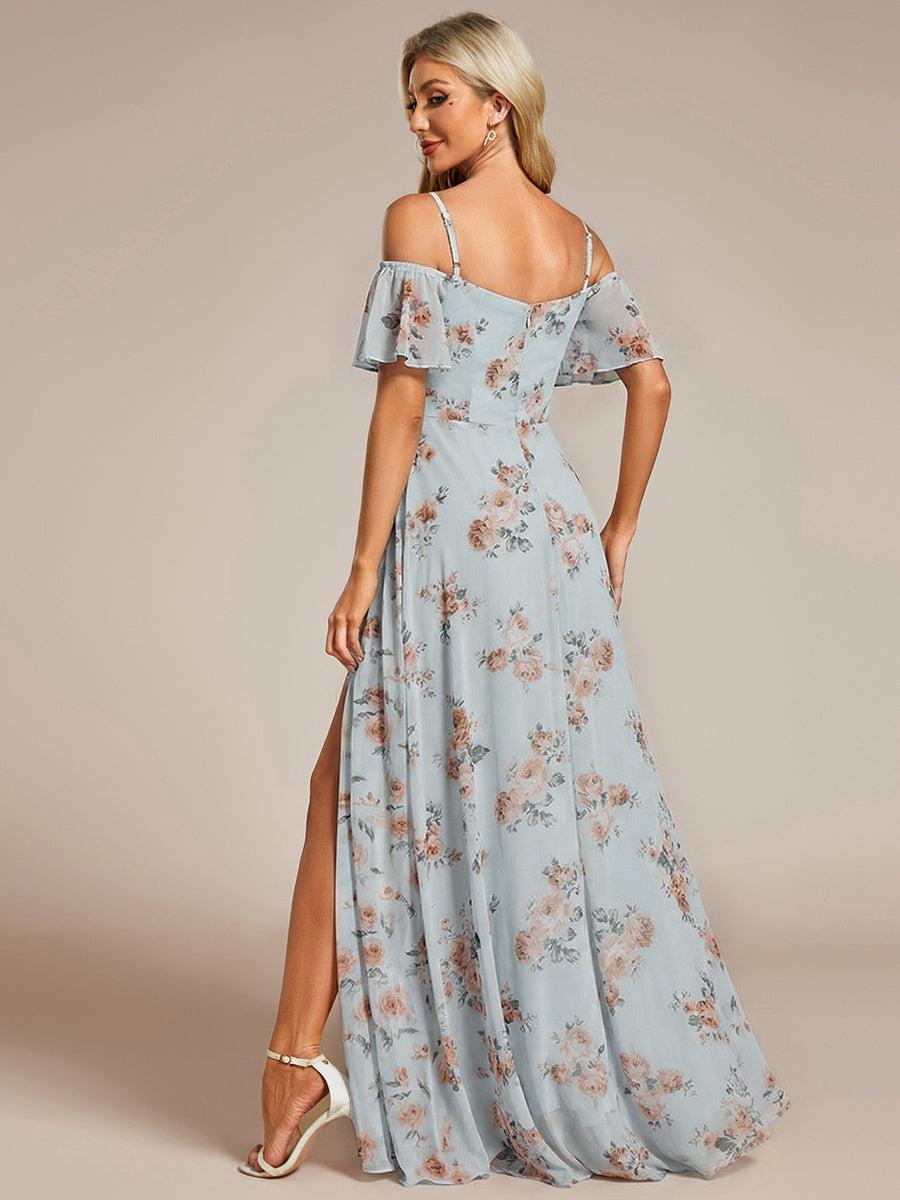 ever REYA|Stylish Cold Shoulder Flare Sleeves Flowy Bridesmaid Dress