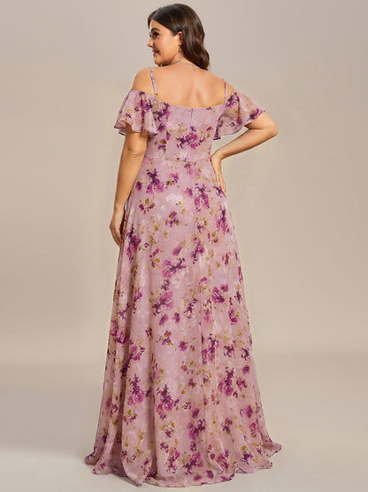 ever REYA|Cold Shoulder High Slit Chiffon Wedding Guest Dress