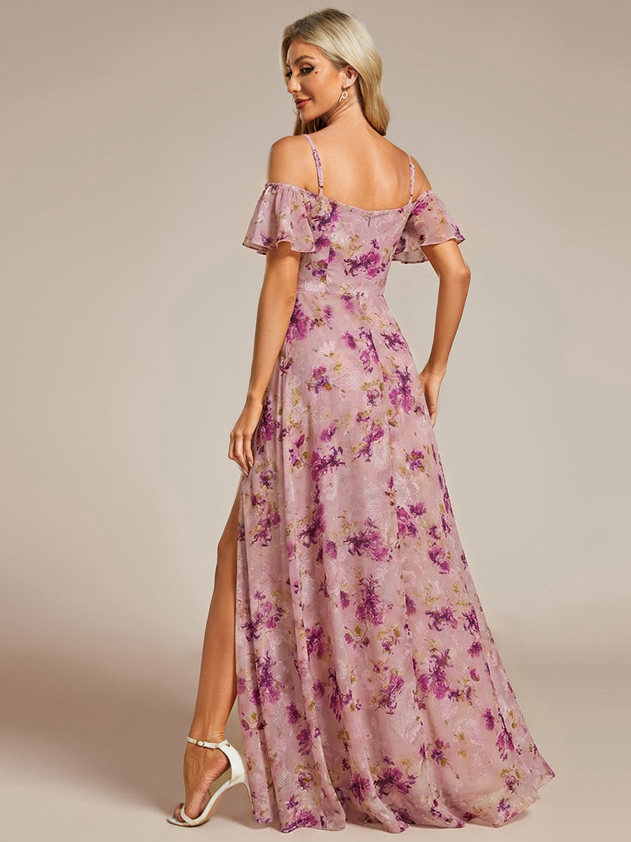 ever REYA|Stylish Cold Shoulder Flare Sleeves Flowy Bridesmaid Dress