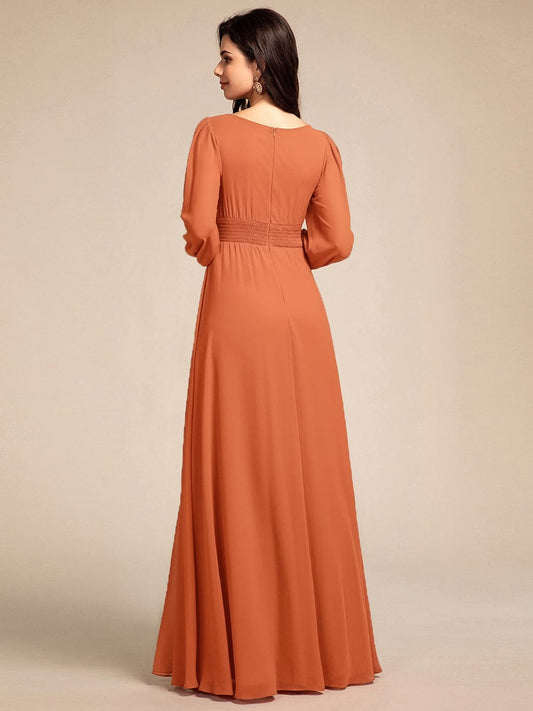 ever CELESTE|Chiffon Long Sleeve A-Line Round Neckline Formal Dress