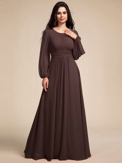 ever CELESTE|Chiffon Long Sleeve A-Line Round Neckline Formal Dress