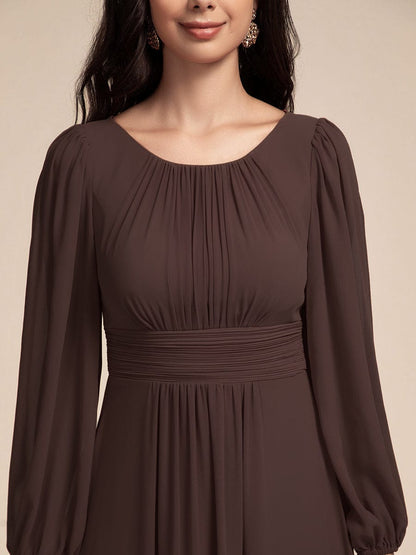 ever CELESTE|Chiffon Long Sleeve A-Line Round Neckline Formal Dress