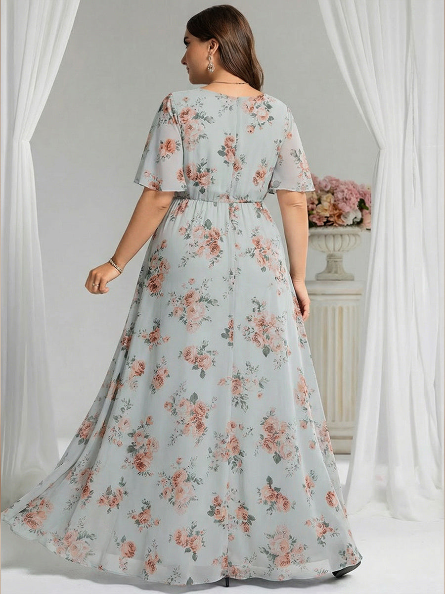 ever KIMORA|Ruched Chiffon Ruffle Sleeve Bridesmaid Dress