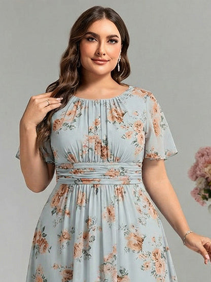 ever KIMORA|Ruched Chiffon Ruffle Sleeve Bridesmaid Dress
