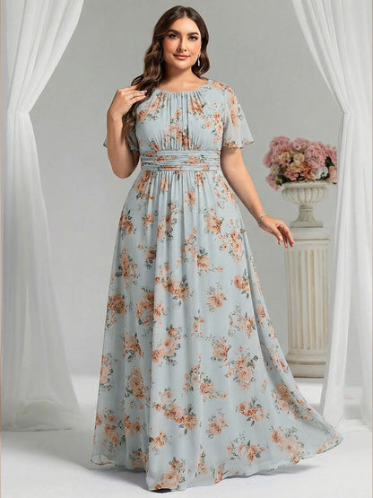 pretty KIMORA|Plus Size Simple Chiffon Pleated A-Line Bridesmaid Dress