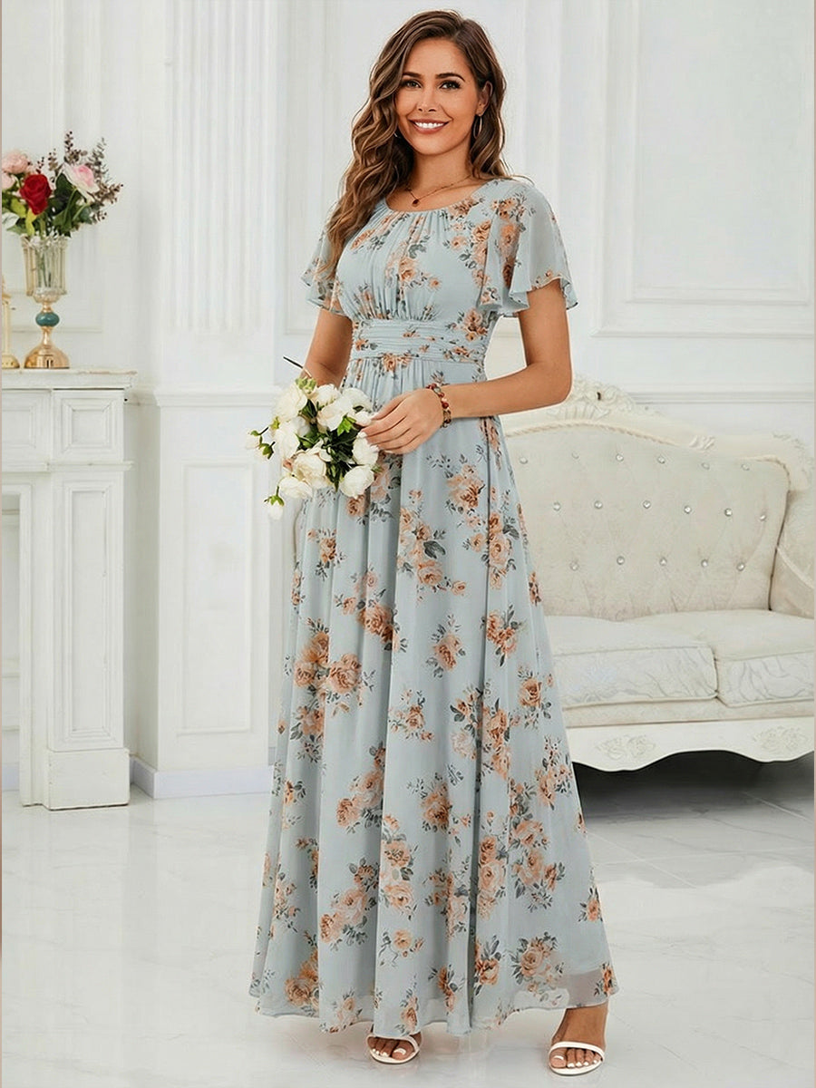 ever KIMORA|Ruched Chiffon Ruffle Sleeve Bridesmaid Dress