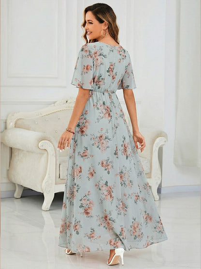 ever KIMORA|Ruched Chiffon Ruffle Sleeve Bridesmaid Dress