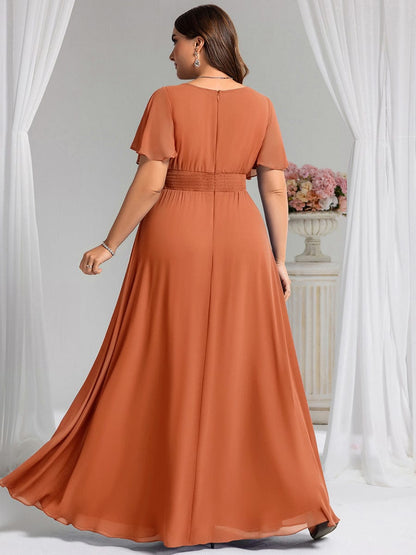 ever KIMORA|Maxi Chiffon Ruffles Sleeve Wedding Guest Dress