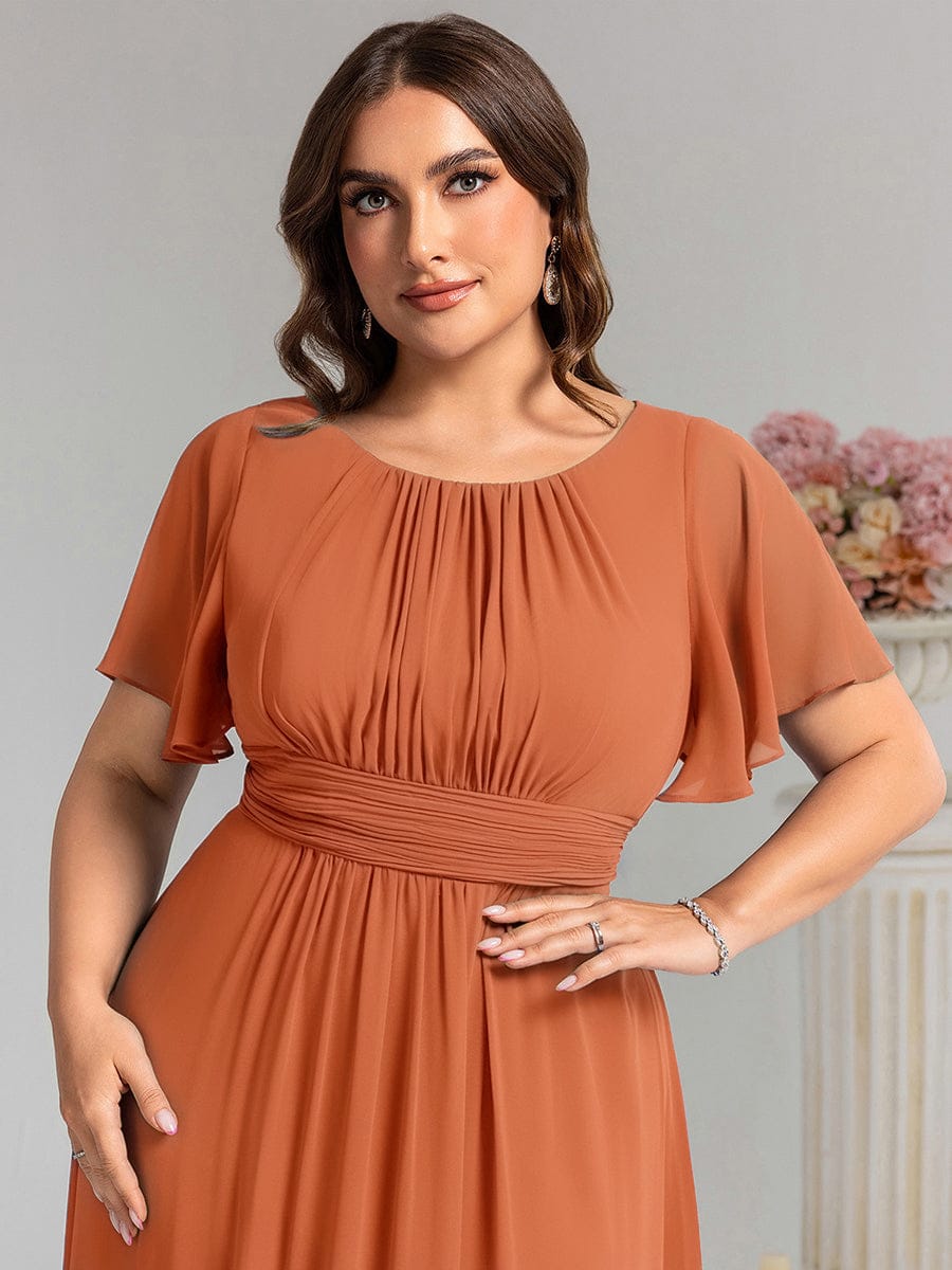 pretty KIMORA|Plus Size Printed Chiffon Pleated Maxi Wedding Guest Dress