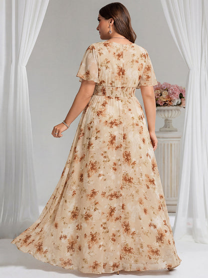 ever KIMORA|Ruched Chiffon Ruffle Sleeve Bridesmaid Dress