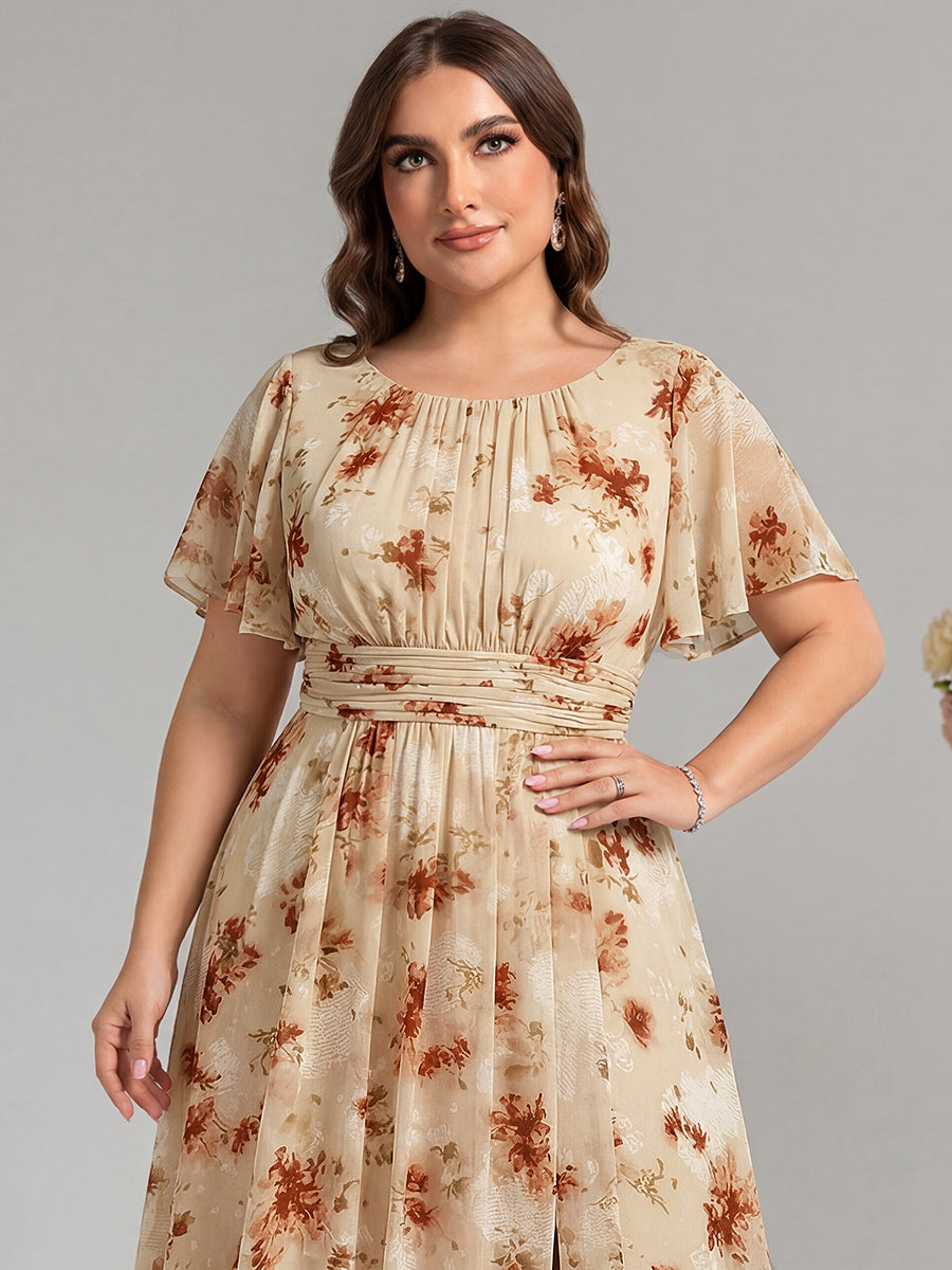 ever KIMORA|Ruched Chiffon Ruffle Sleeve Bridesmaid Dress