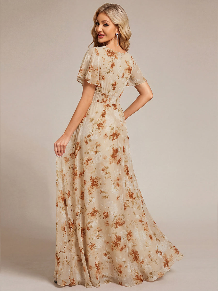 ever KIMORA|Ruched Chiffon Ruffle Sleeve Bridesmaid Dress