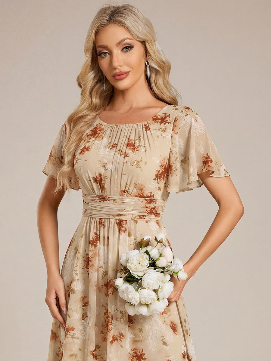 ever KIMORA|Ruched Chiffon Ruffle Sleeve Bridesmaid Dress