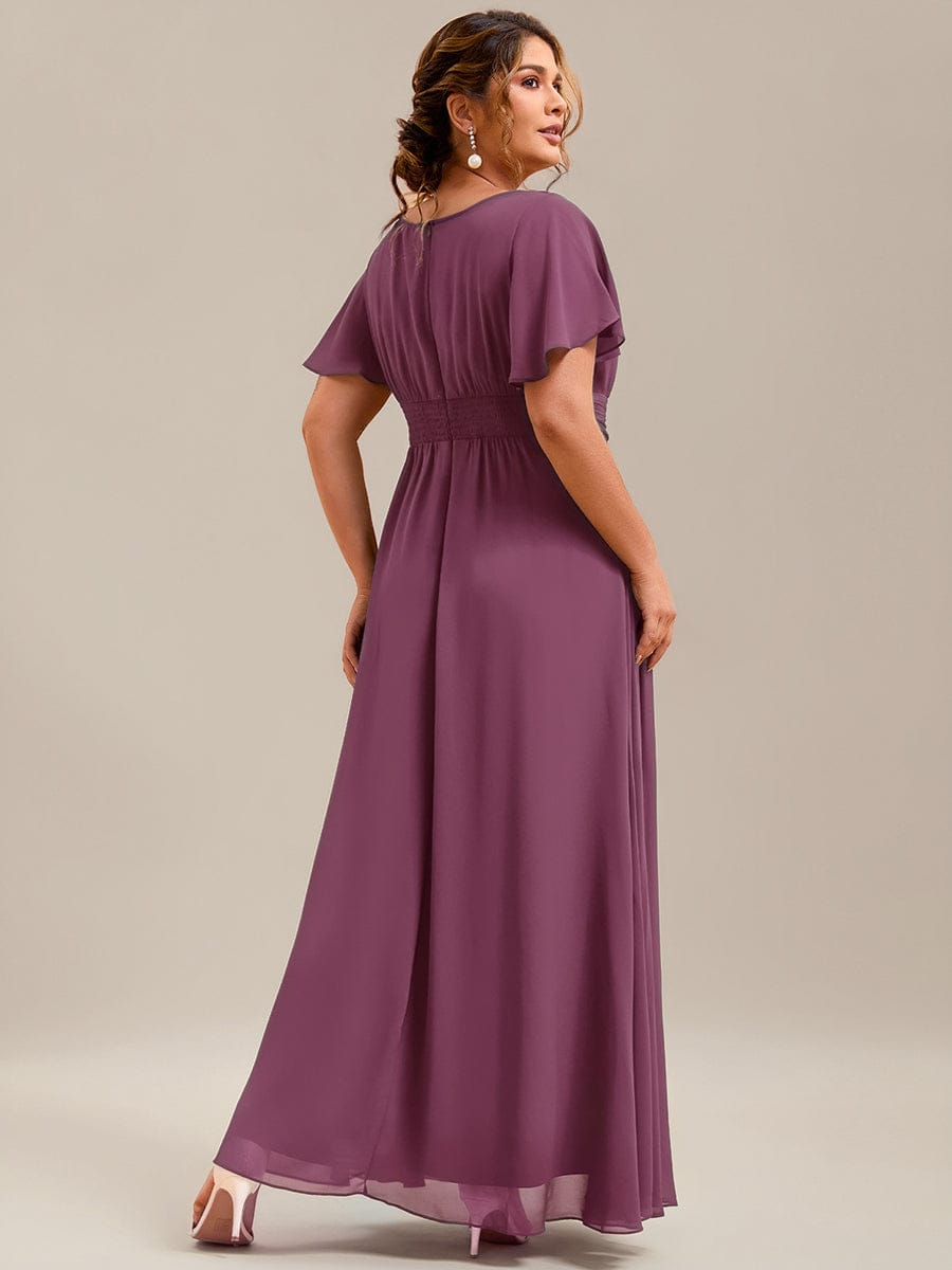 pretty KIMORA|Plus Size Simple Chiffon Pleated A-Line Bridesmaid Dress