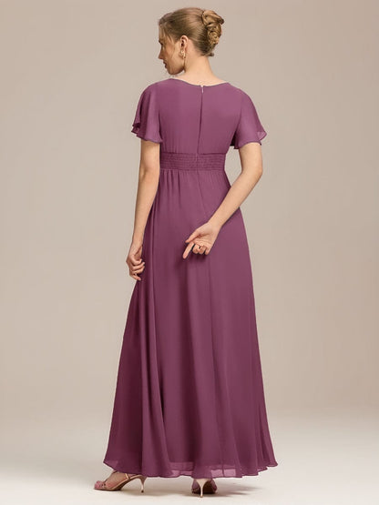 ever KIMORA|Maxi Chiffon Ruffles Sleeve Wedding Guest Dress