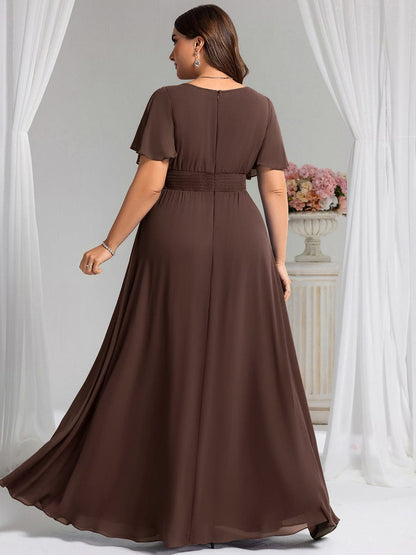 ever KIMORA|Maxi Chiffon Ruffles Sleeve Wedding Guest Dress