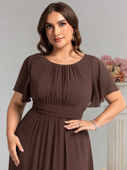ever KIMORA|Simple Chiffon Pleated A-Line Bridesmaid Dress