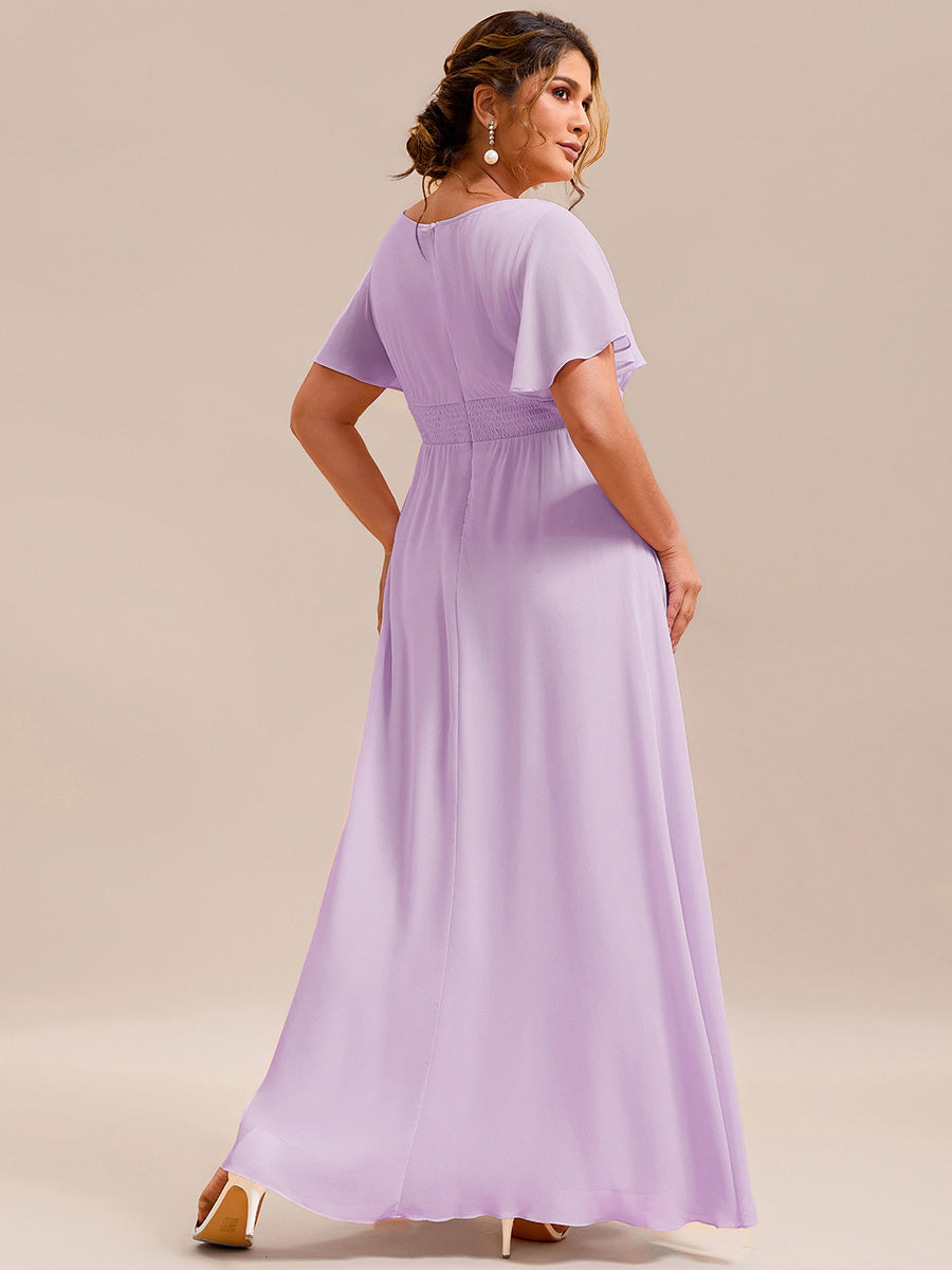 pretty KIMORA|Plus Size Printed Chiffon Pleated Maxi Wedding Guest Dress