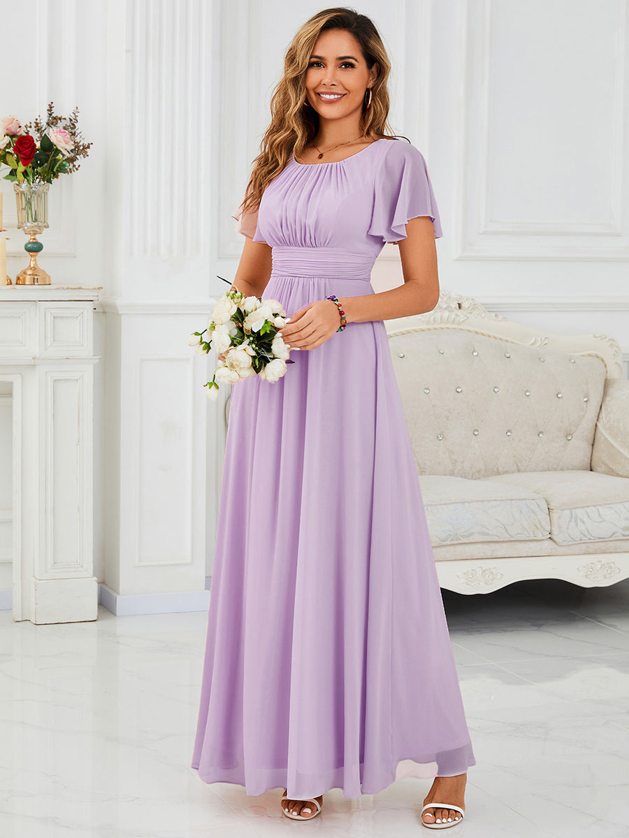 ever KIMORA|Maxi Chiffon Ruffles Sleeve Wedding Guest Dress