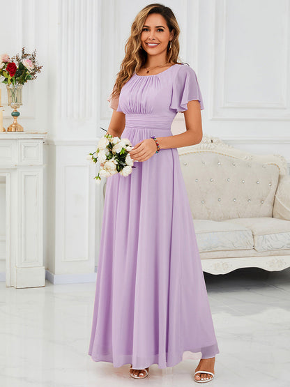 ever KIMORA|Maxi Chiffon Ruffles Sleeve Wedding Guest Dress