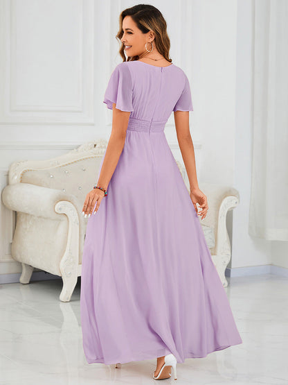 ever KIMORA|Maxi Chiffon Ruffles Sleeve Wedding Guest Dress