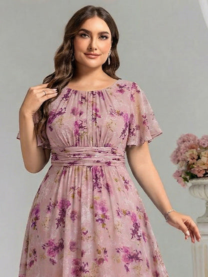ever KIMORA|Ruched Chiffon Ruffle Sleeve Bridesmaid Dress